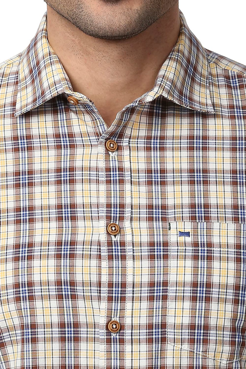 BASICS SLIM FIT COTTON CHECKS SHIRT