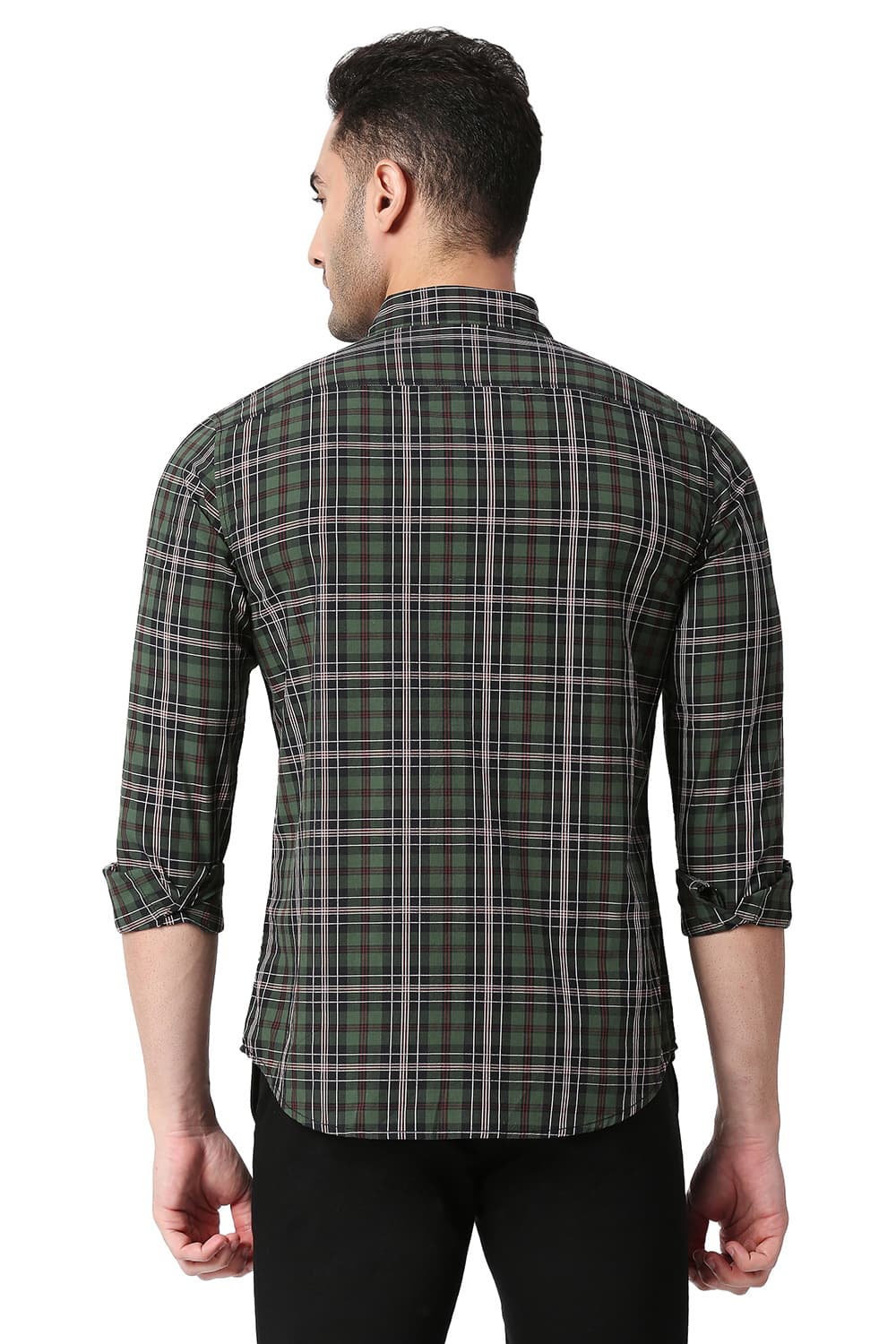 BASICS SLIM FIT COTTON CHECKS SHIRT