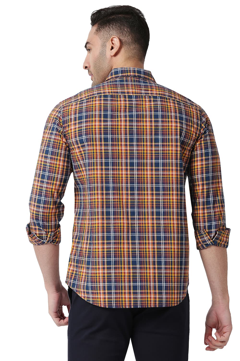 BASICS SLIM FIT COTTON CHECKS SHIRT