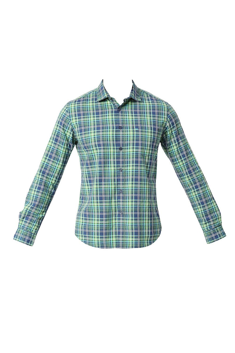 BASICS SLIM FIT COTTON CHECKS SHIRT