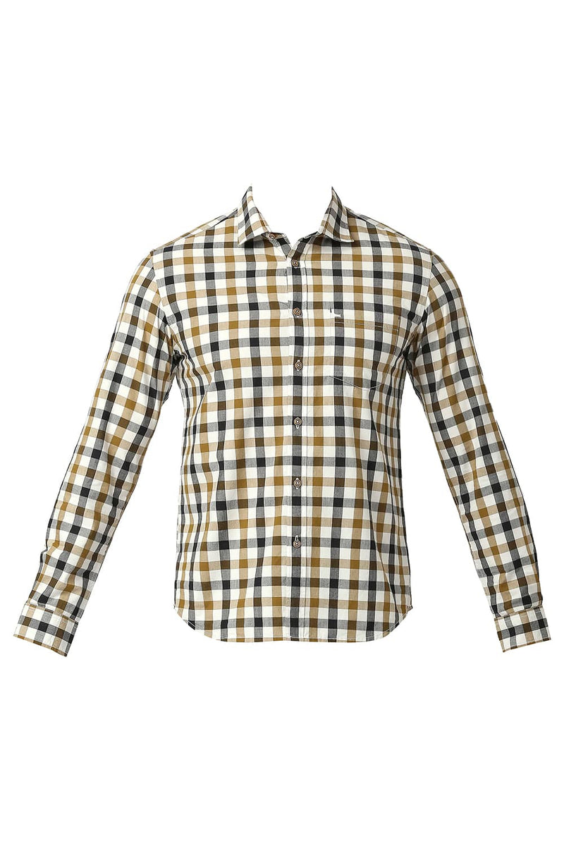 BASICS SLIM FIT COTTON CHECKS SHIRT