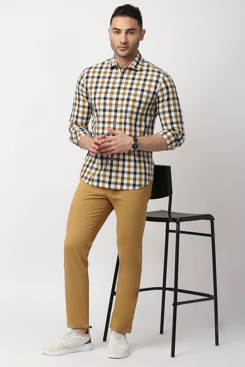 Slim Fit Cotton Checks Shirt