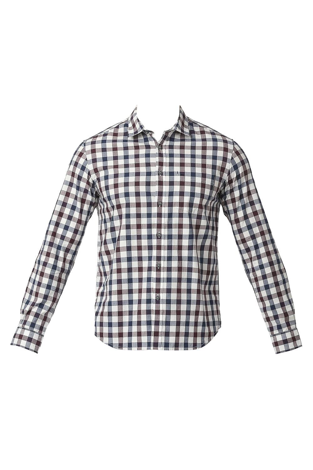 BASICS SLIM FIT COTTON CHECKS SHIRT