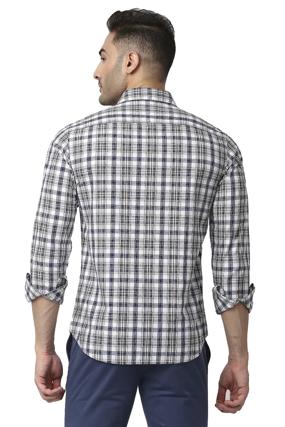 BASICS SLIM FIT COTTON CHECKS SHIRT