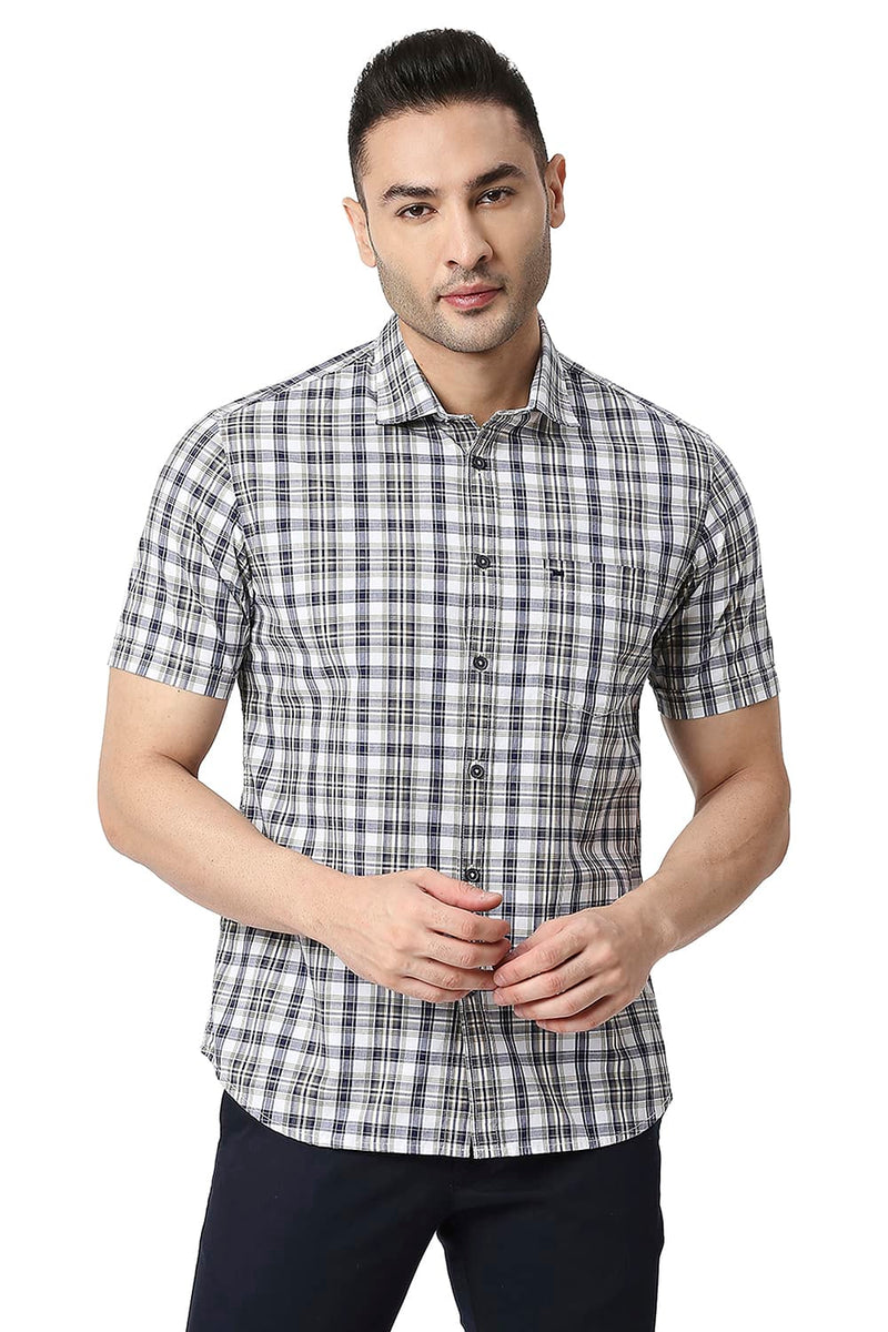 BASICS SLIM FIT COTTON CHECKS SHIRT