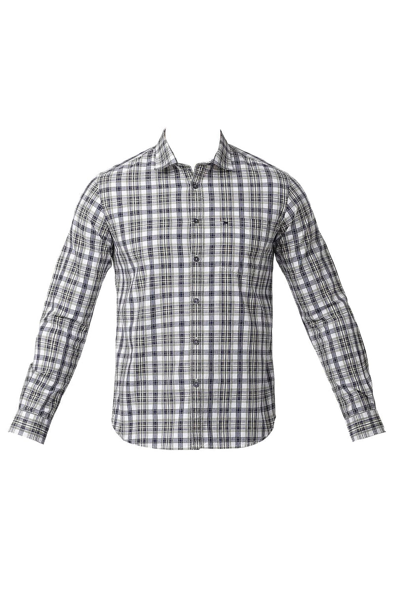 BASICS SLIM FIT COTTON CHECKS SHIRT