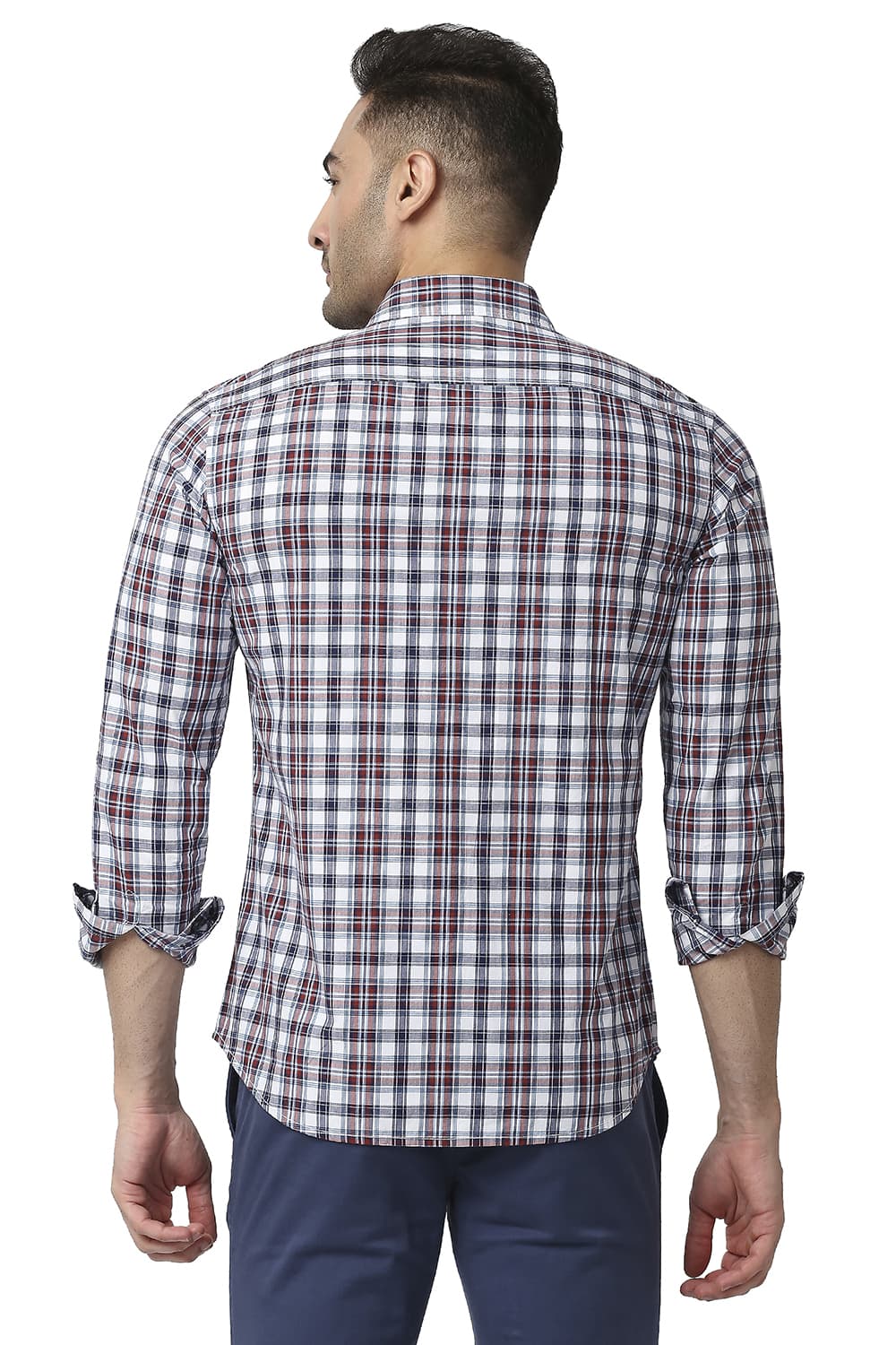 BASICS SLIM FIT COTTON CHECKS SHIRT