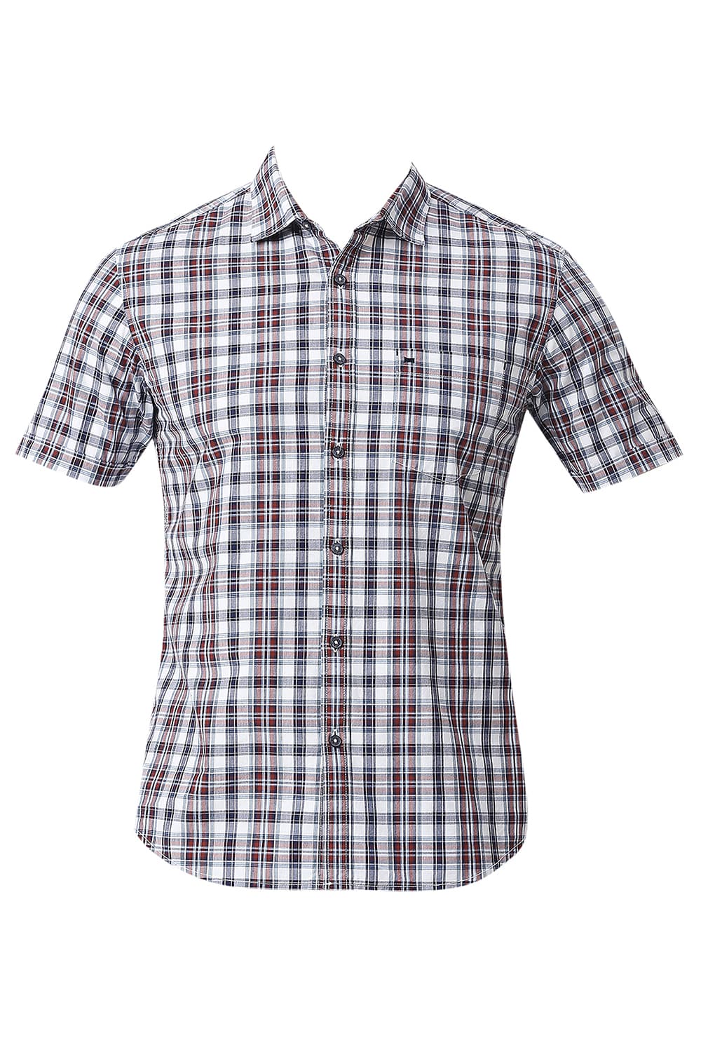 BASICS SLIM FIT COTTON CHECKS HALFSLEEVES SHIRT