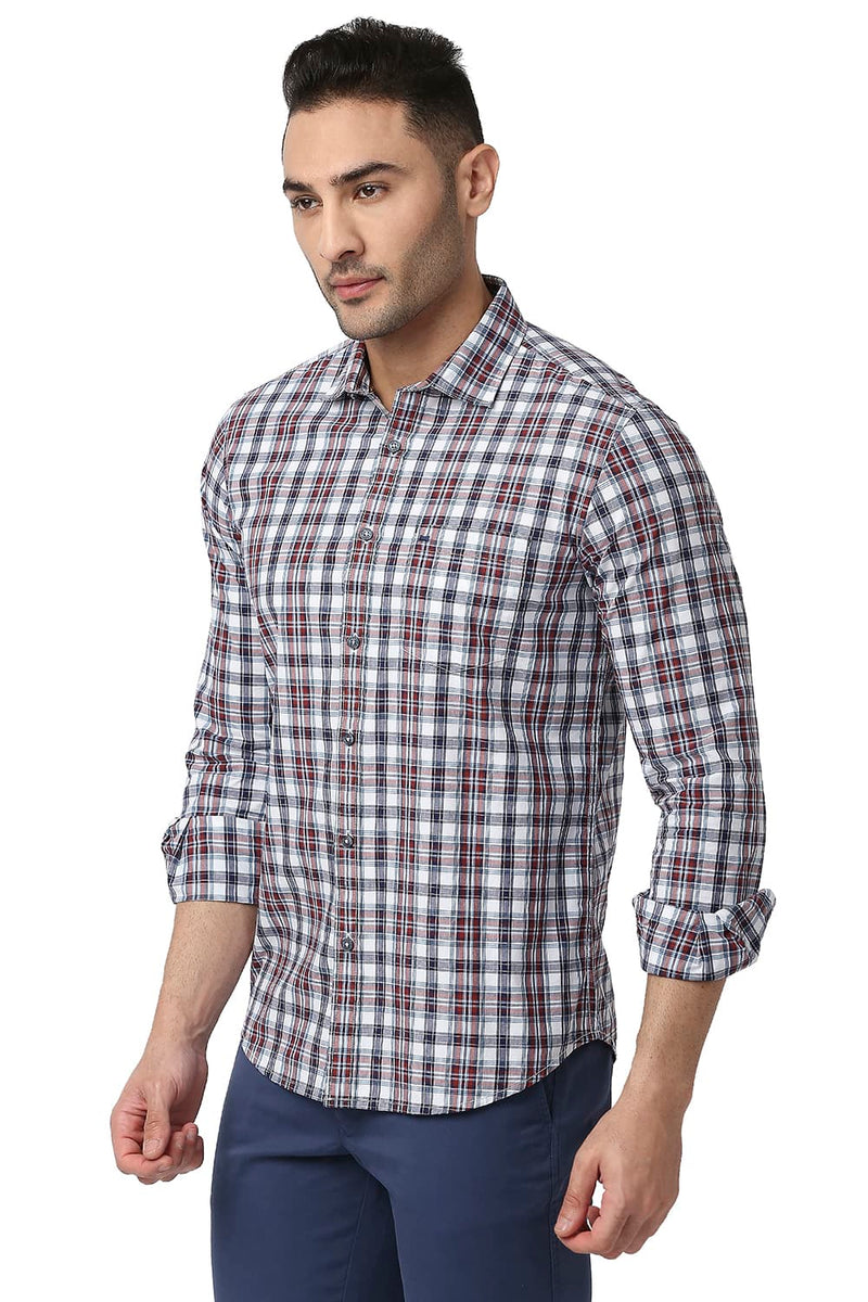 BASICS SLIM FIT COTTON CHECKS SHIRT