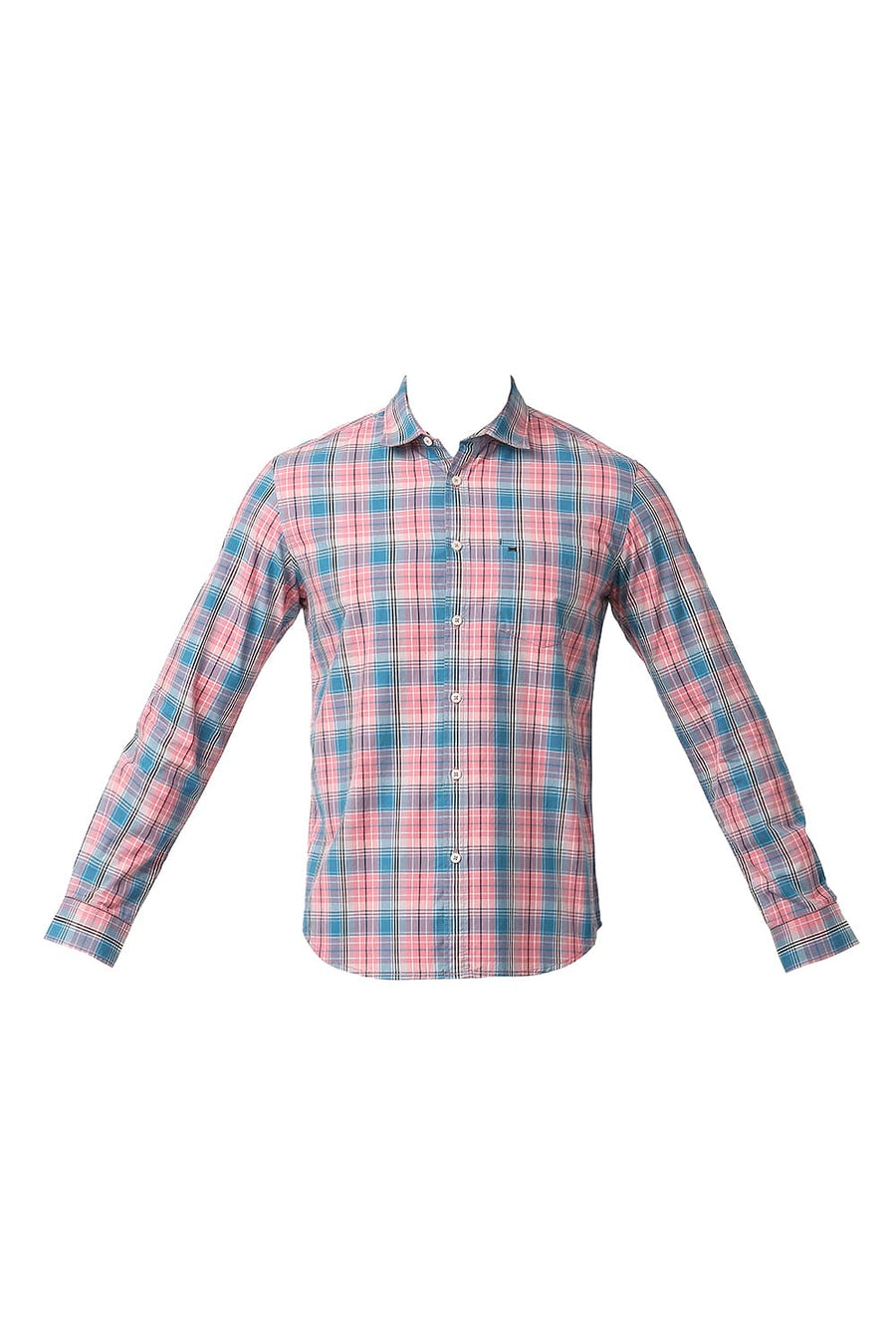 BASICS SLIM FIT QUARTZ PINK COTTON CHECKS SHIRT