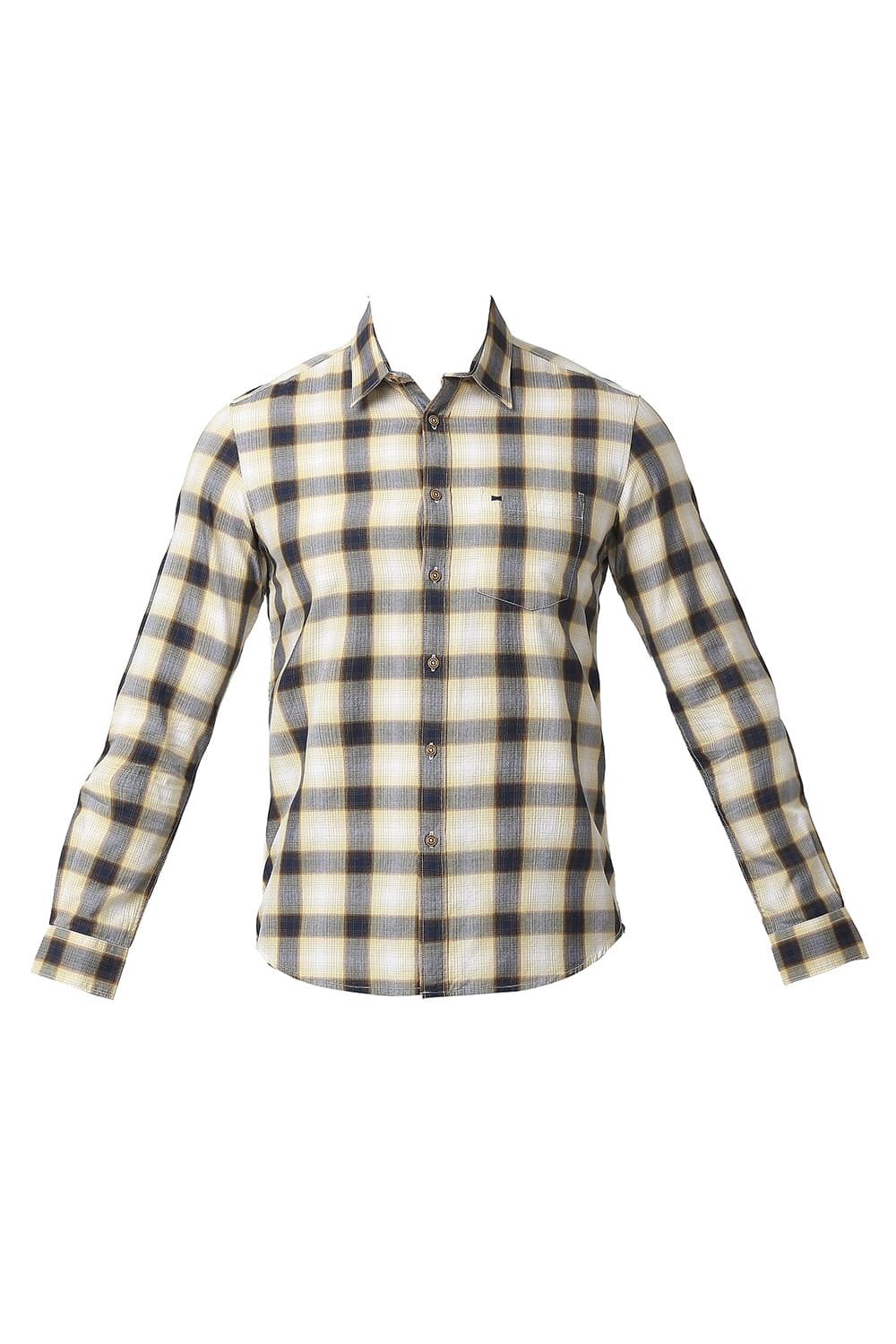 BASICS SLIM FIT COTTON TWILL CHECKS SHIRT