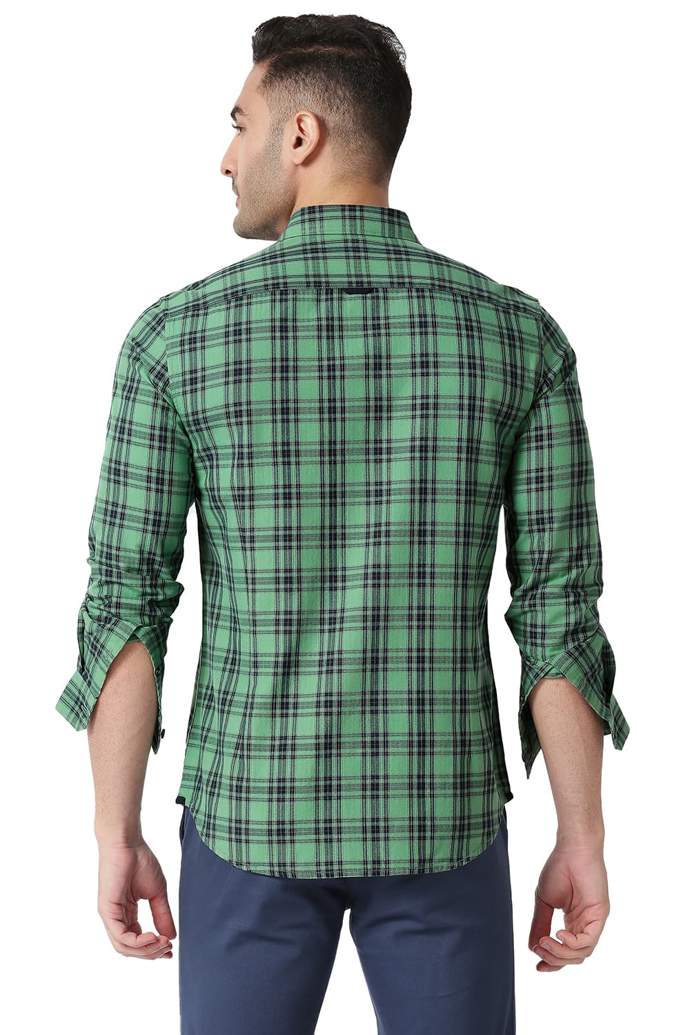 BASICS SLIM FIT COTTON TWILL CHECKS SHIRT