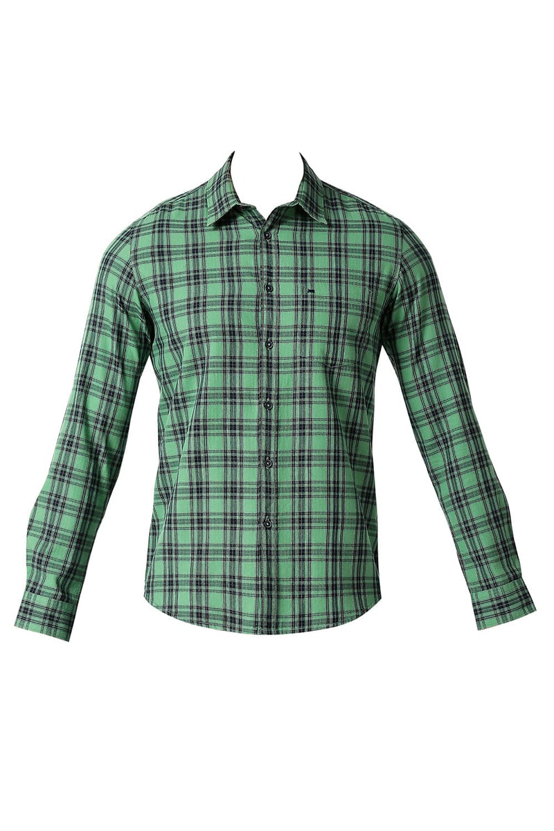 BASICS SLIM FIT COTTON TWILL CHECKS SHIRT