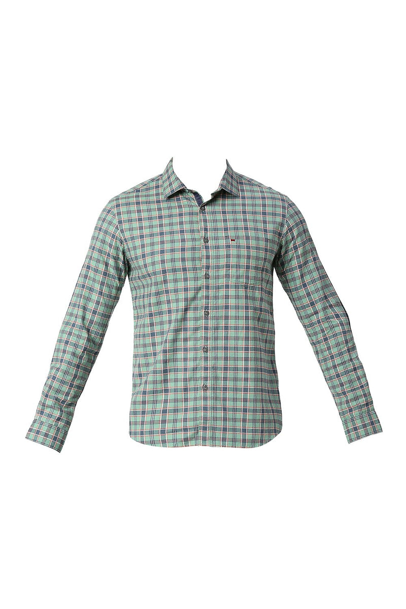 BASICS SLIM FIT COTTON OXFORD CHECKS SHIRT