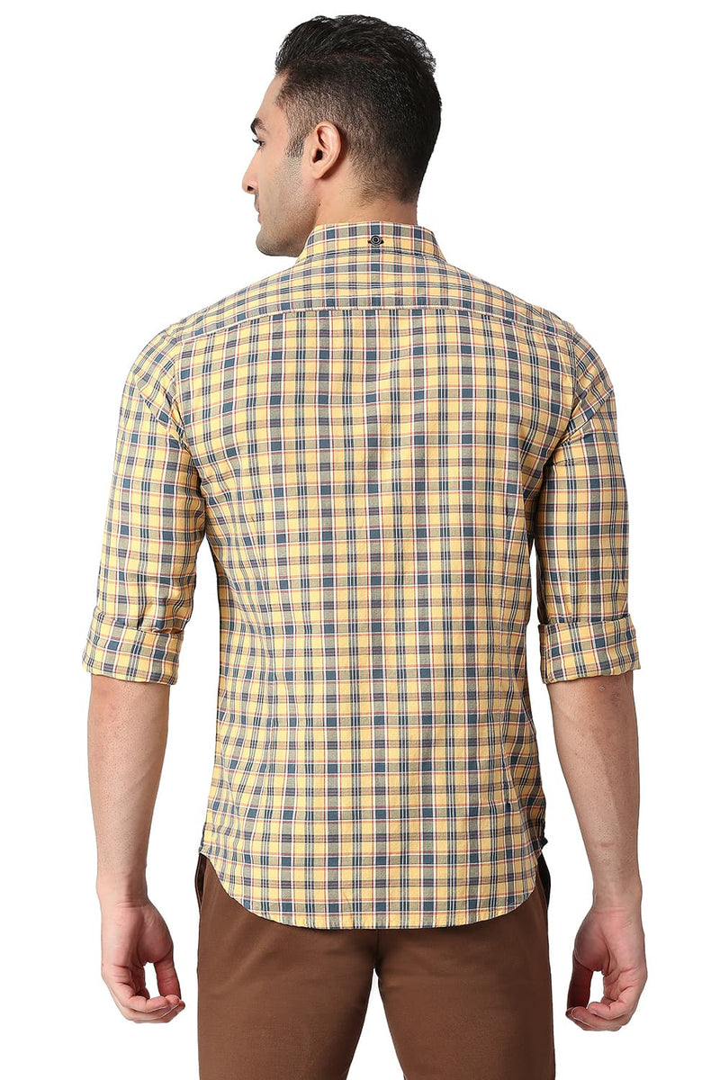 BASICS SLIM FIT COTTON OXFORD CHECKS SHIRT