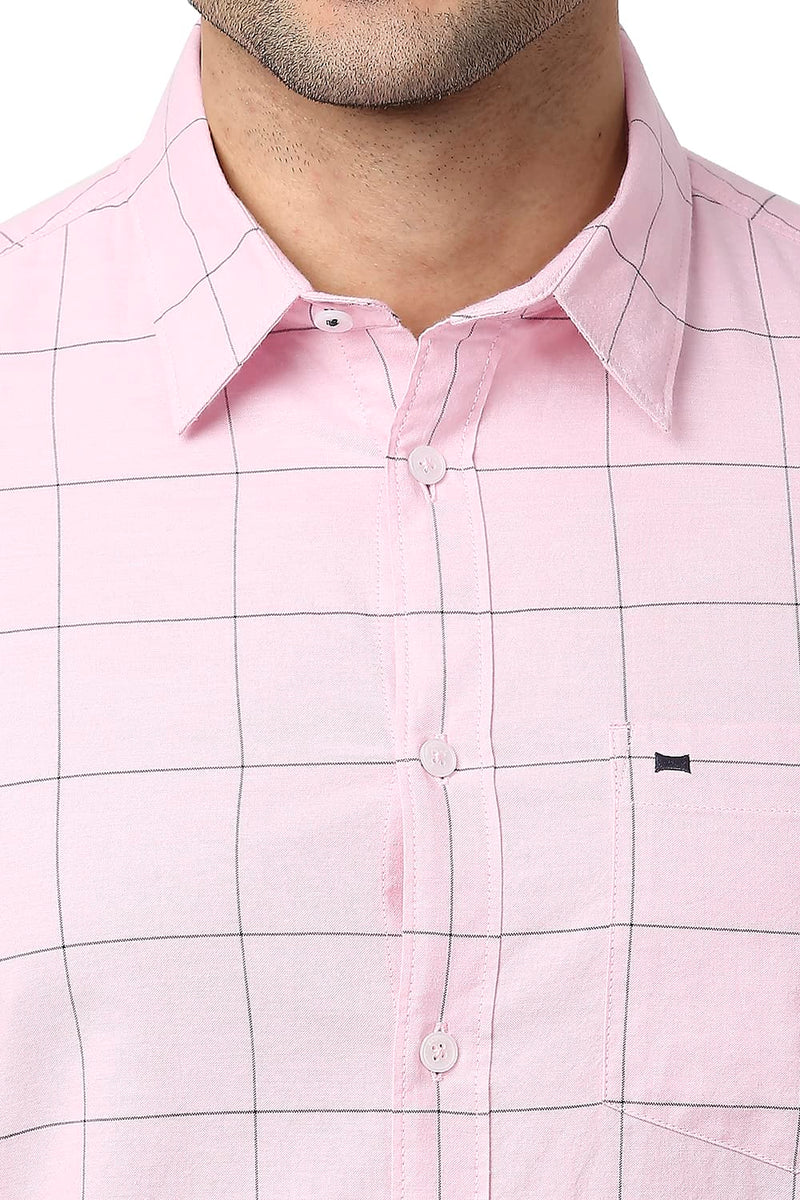 BASICS SLIM FIT COTTON OXFORD CHECKS SHIRT