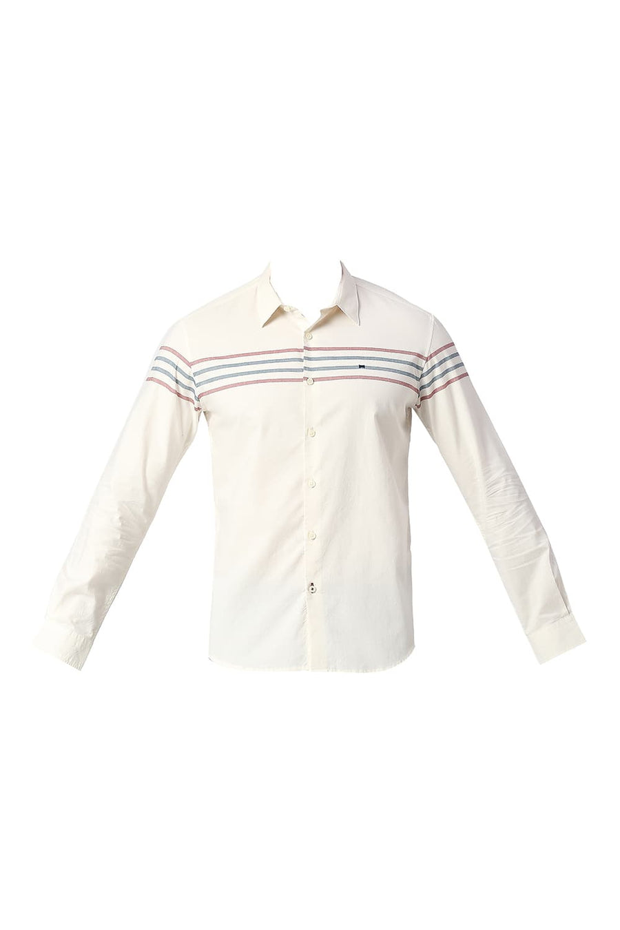 BASICS SLIM FIT WHISPER YELLOW COTTON OXFORD WEFT ENG STRIPE SHIRT