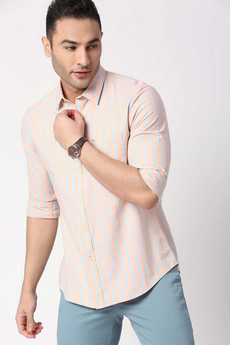 Slim Fit Cotton Oxford Stripe Shirt