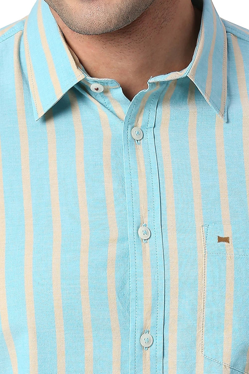 BASICS SLIM FIT COTTON OXFORD STRIPE SHIRT