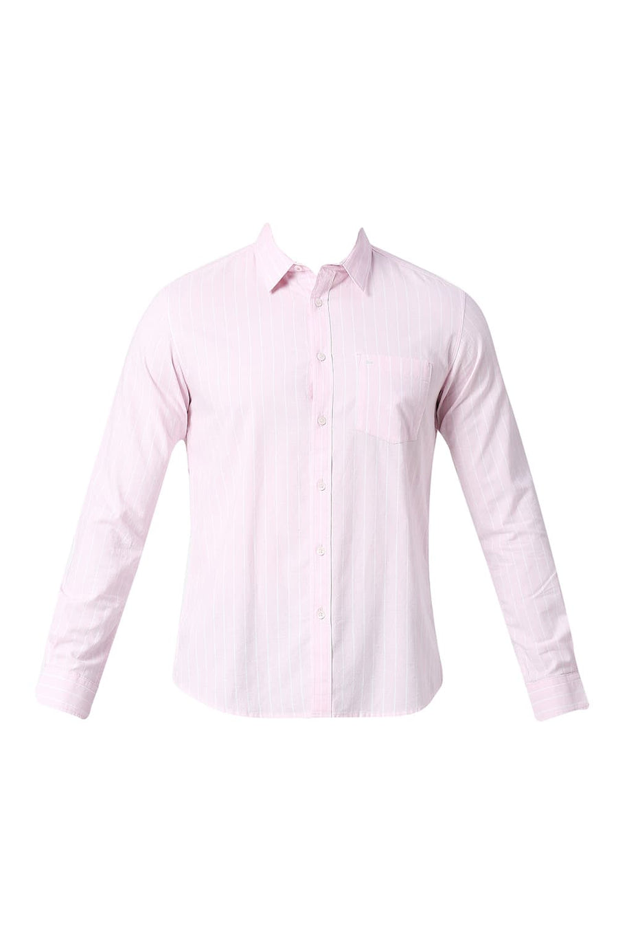 BASICS SLIM FIT PINK MIST COTTON OXFORD STRIPE SHIRT