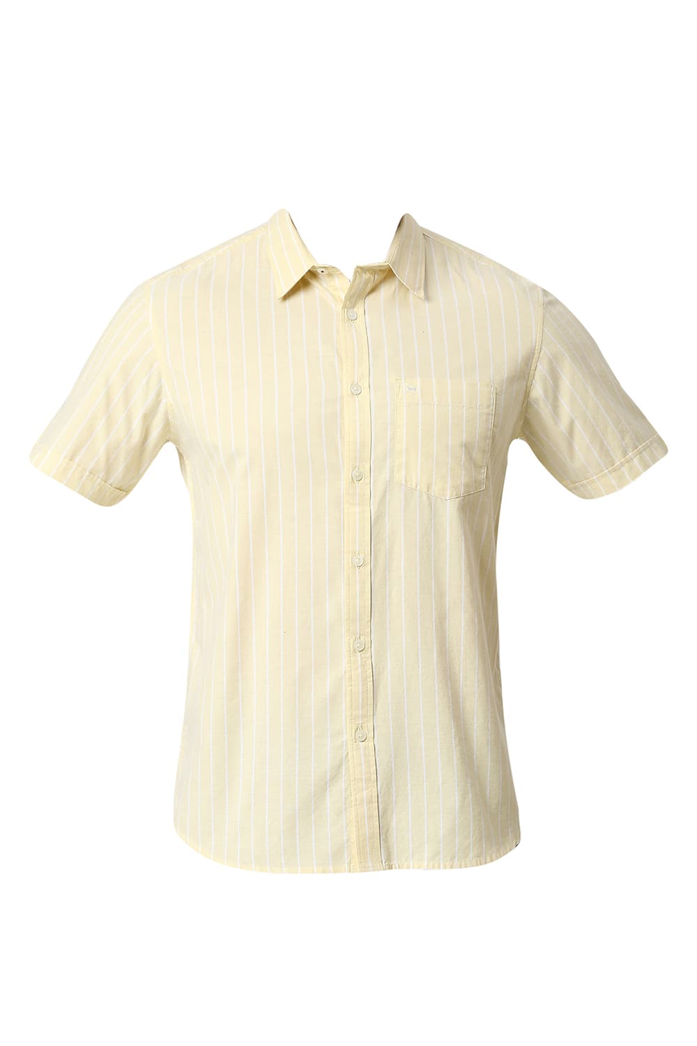 BASICS SLIM FIT COTTON OXFORD STRIPE HALFSLEEVES SHIRT