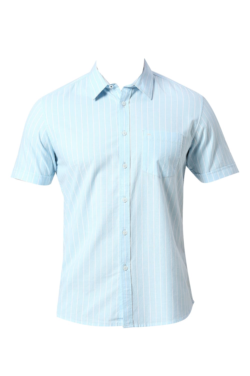 BASICS SLIM FIT COTTON OXFORD STRIPE HALFSLEEVES SHIRT