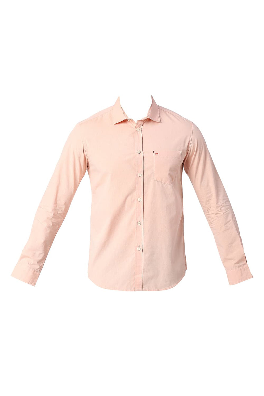 BASICS SLIM FIT SALMON ORANGE COTTON FIL-A-FIL SHIRT