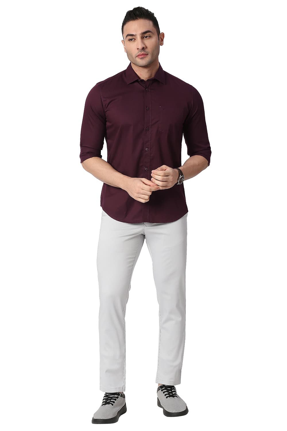 BASICS SLIM FIT COTTON TWILL SHIRT