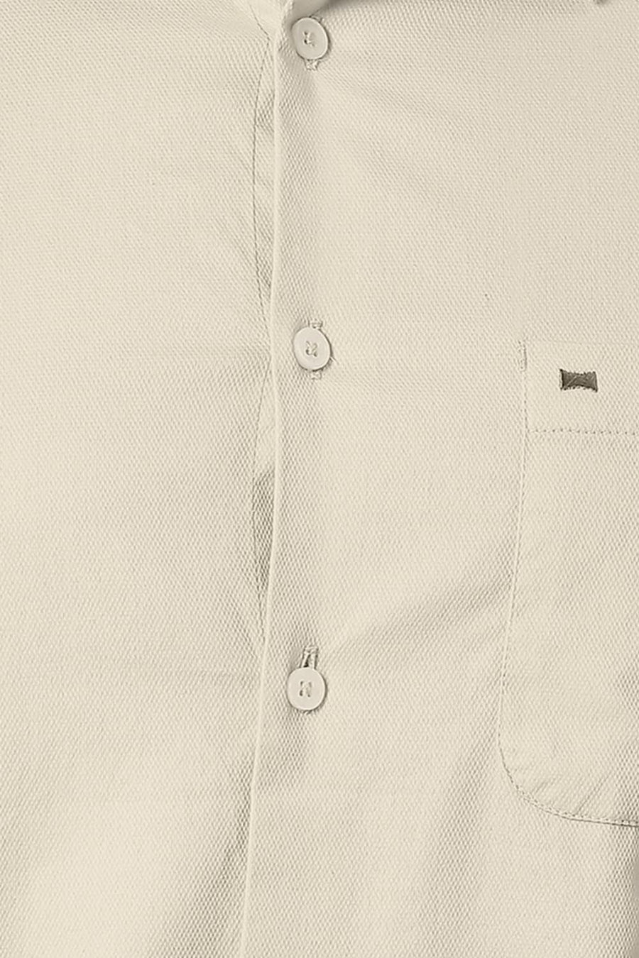 BASICS SLIM FIT SEA MUST BEIGE COTTON DOBBY SHIRT