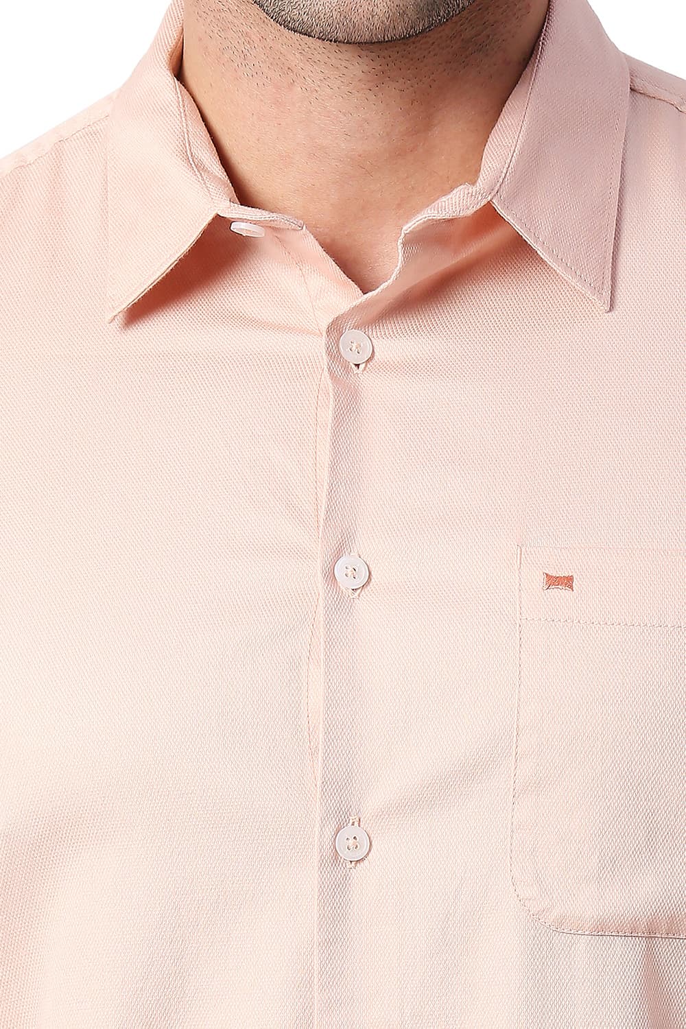 BASICS SLIM FIT COTTON DOBBY HALFSLEEVES SHIRT