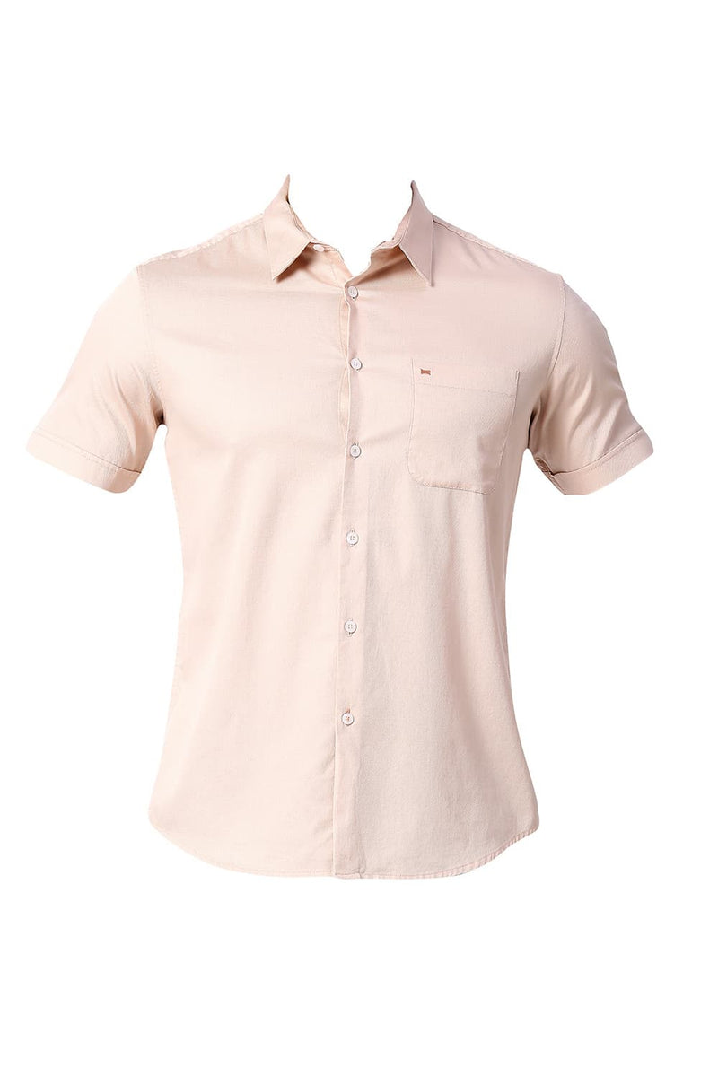 BASICS SLIM FIT COTTON DOBBY HALFSLEEVES SHIRT