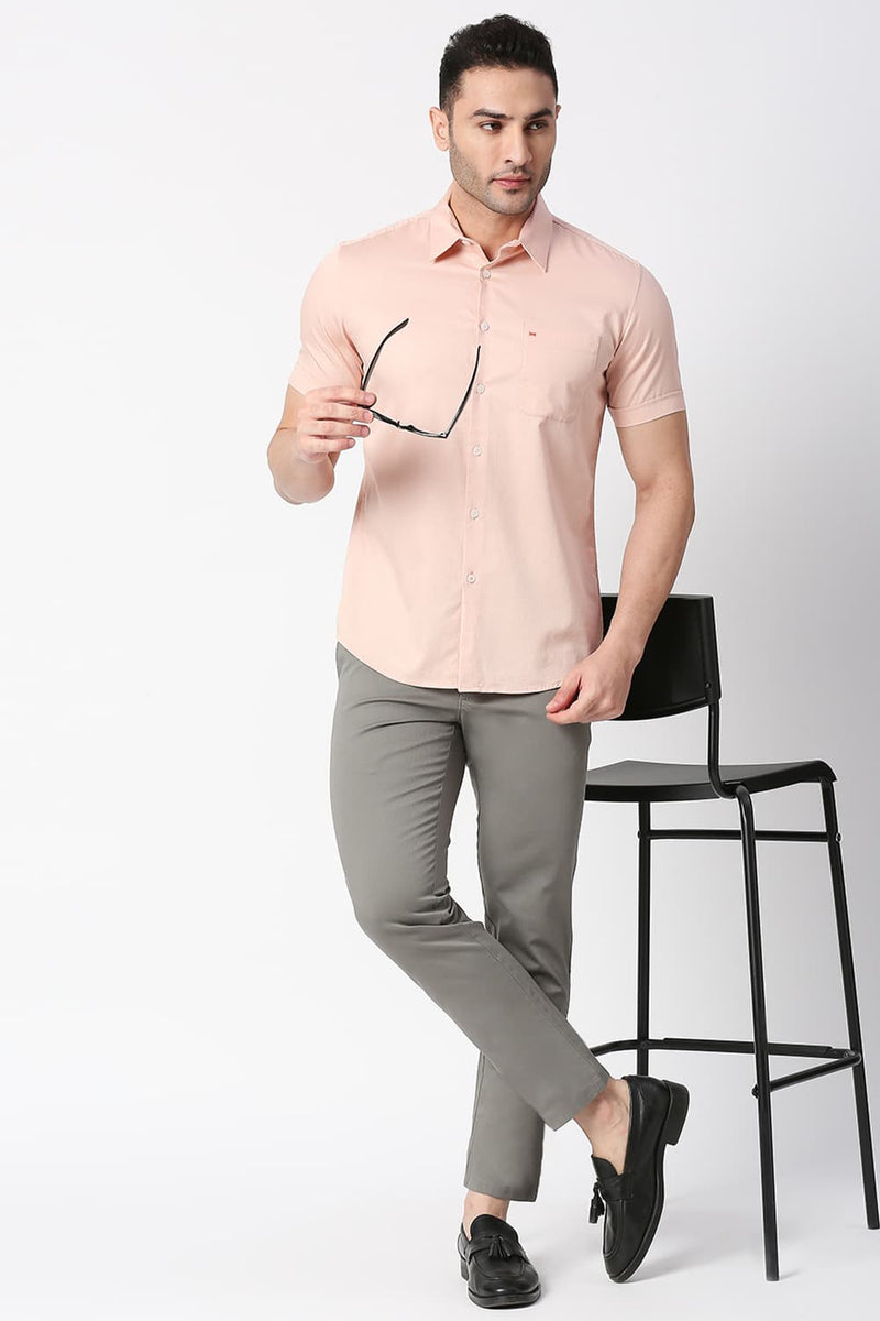 Slim Fit Cotton Dobby Halfsleeves Shirt