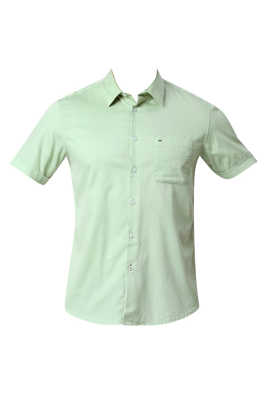 BASICS SLIM FIT LAUREL GREEN COTTON DOBBY SHIRT