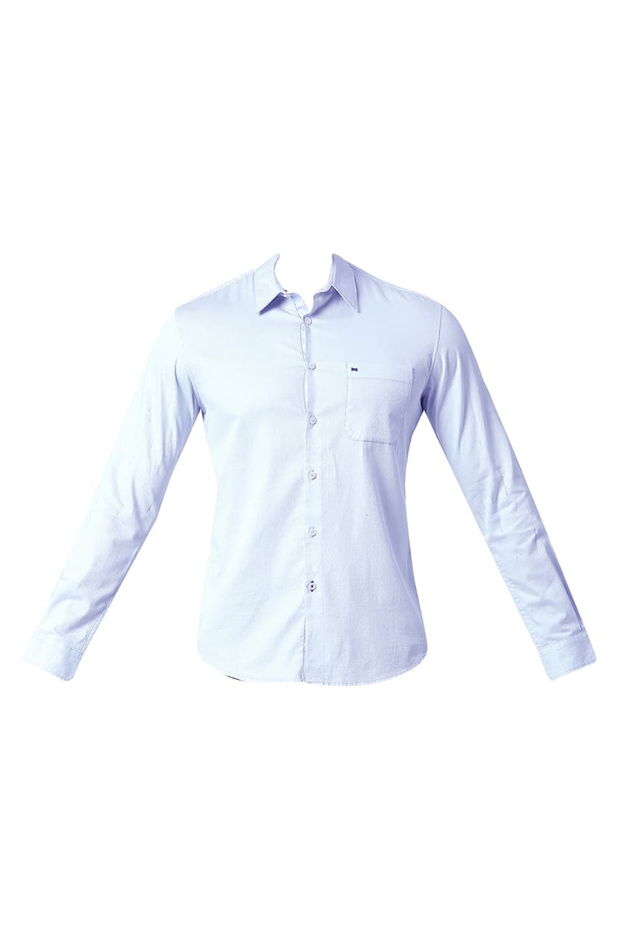BASICS SLIM FIT ILLUSION BLUE COTTON DOBBY SHIRT