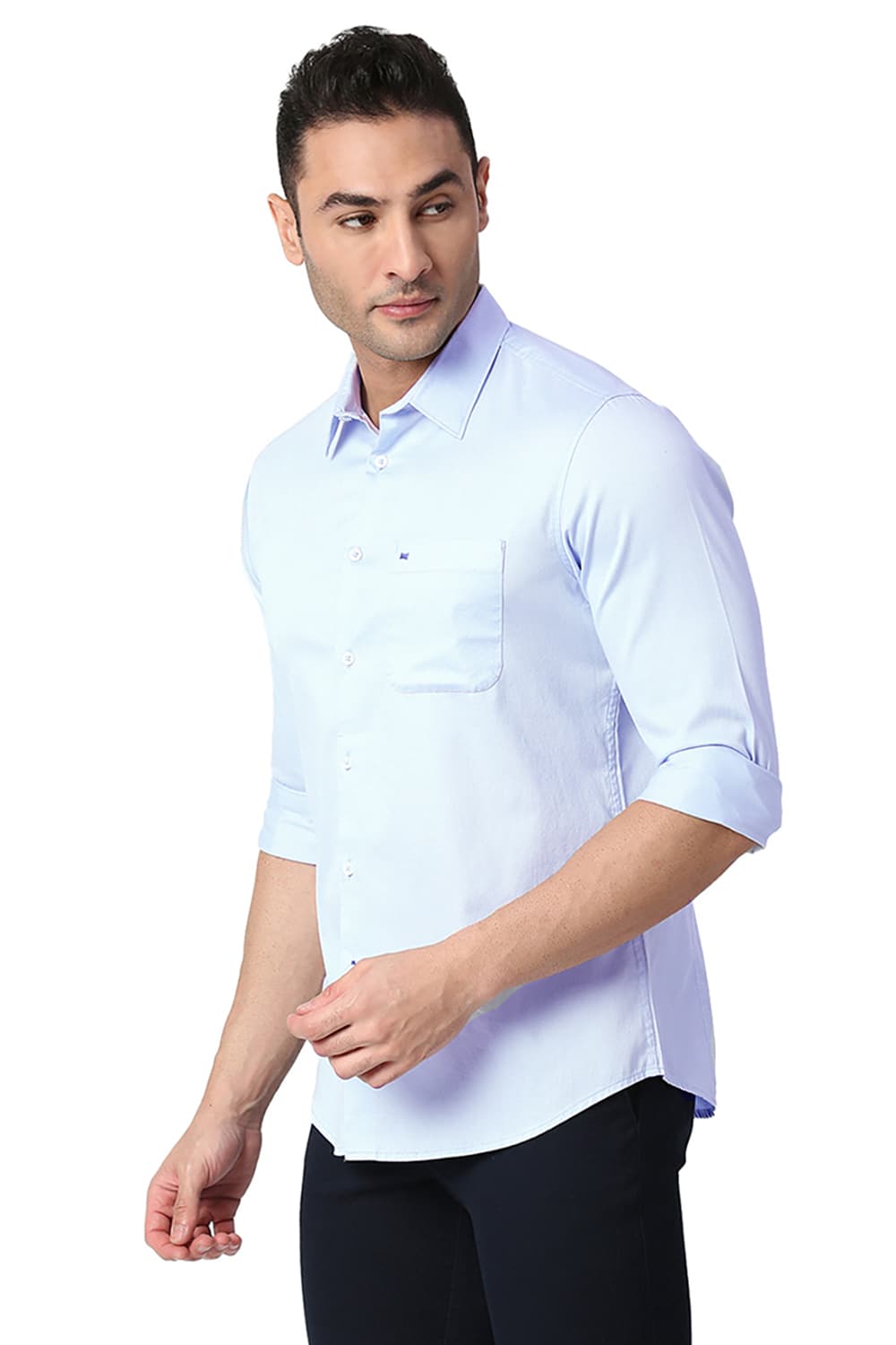 BASICS SLIM FIT COTTON DOBBY SHIRT