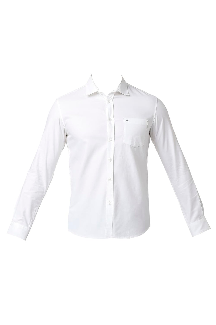 BASICS SLIM FIT BRIGHT WHITE COTTON DOBBY SHIRT