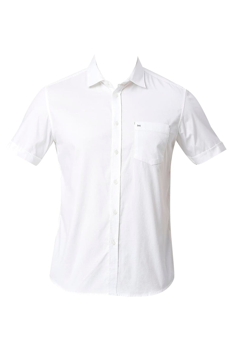 BASICS SLIM FIT COTTON DOBBY HALFSLEEVES SHIRT