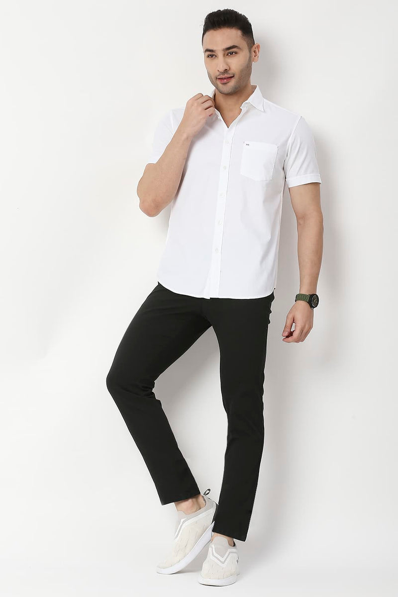 Slim Fit Cotton Dobby Halfsleeves Shirt