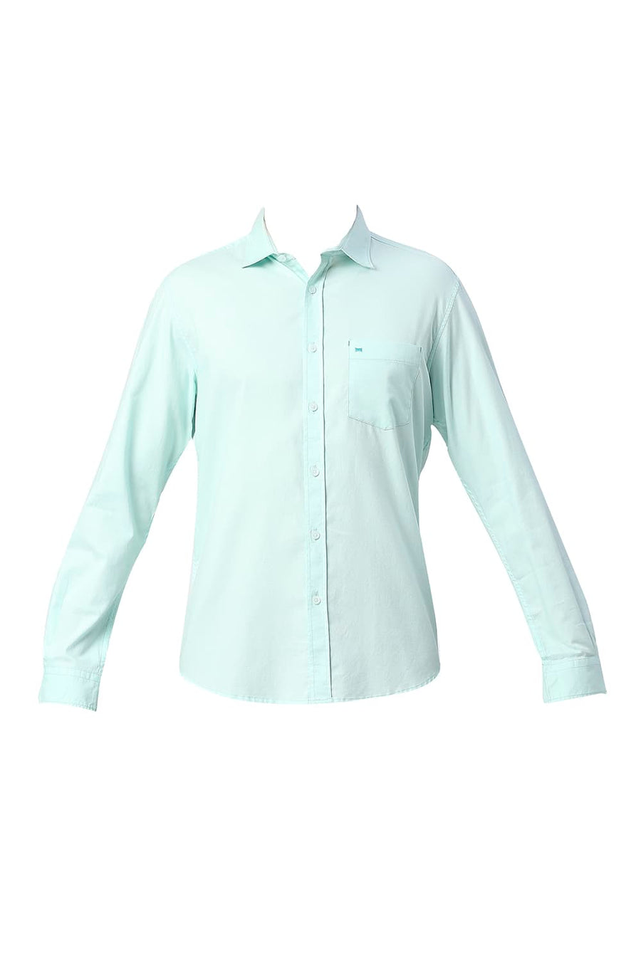 BASICS SLIM FIT BROOK GREEN COTTON DOBBY SHIRT