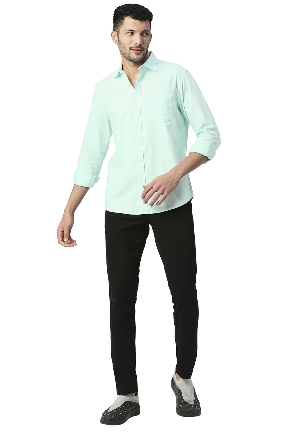 BASICS SLIM FIT COTTON DOBBY SHIRT