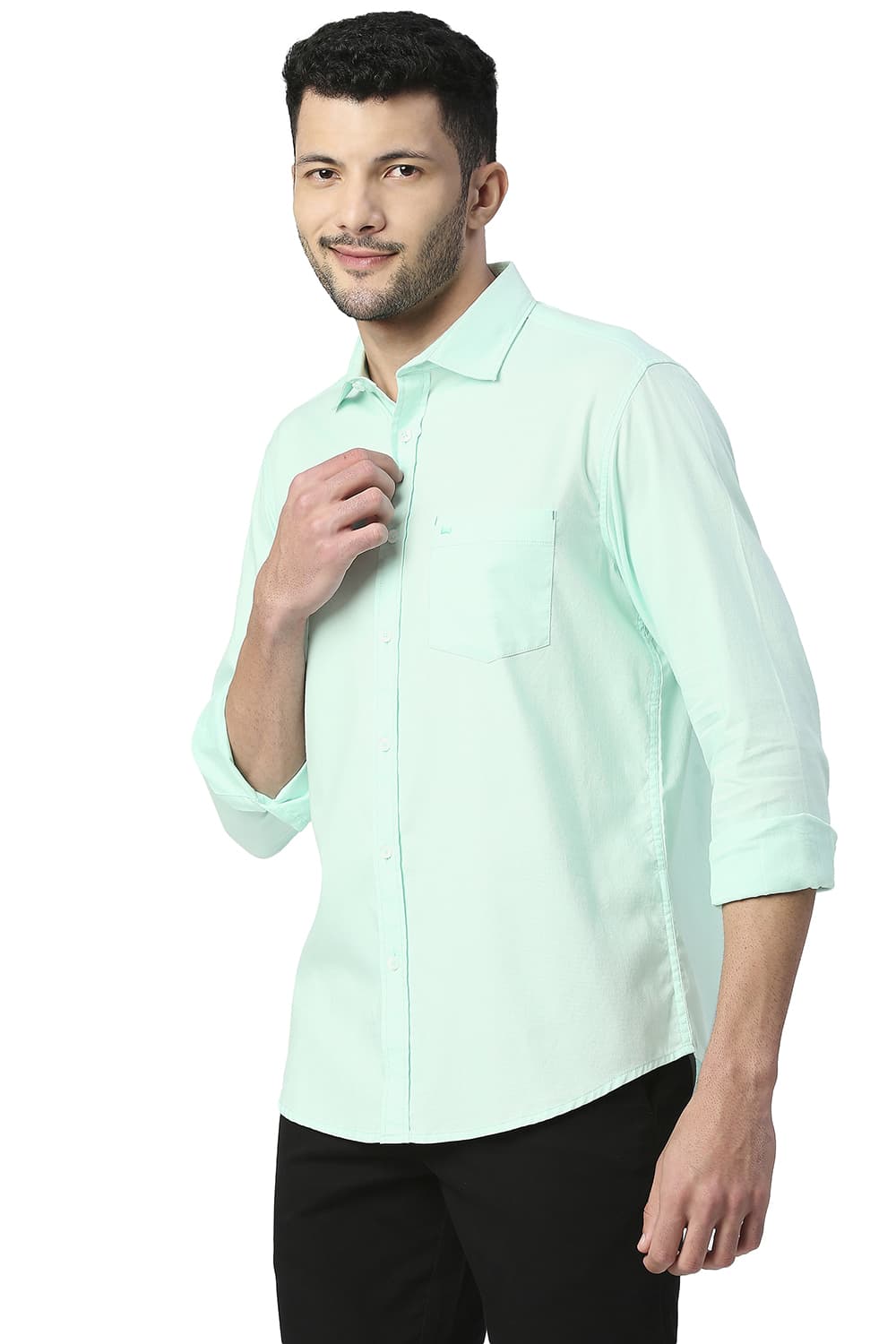 BASICS SLIM FIT COTTON DOBBY SHIRT