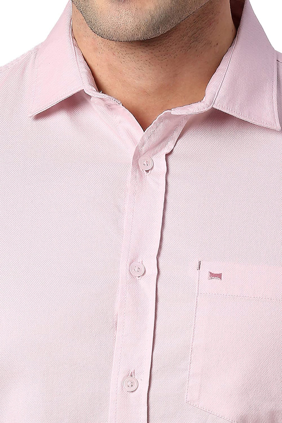BASICS SLIM FIT BARELY PINK COTTON DOBBY SHIRT