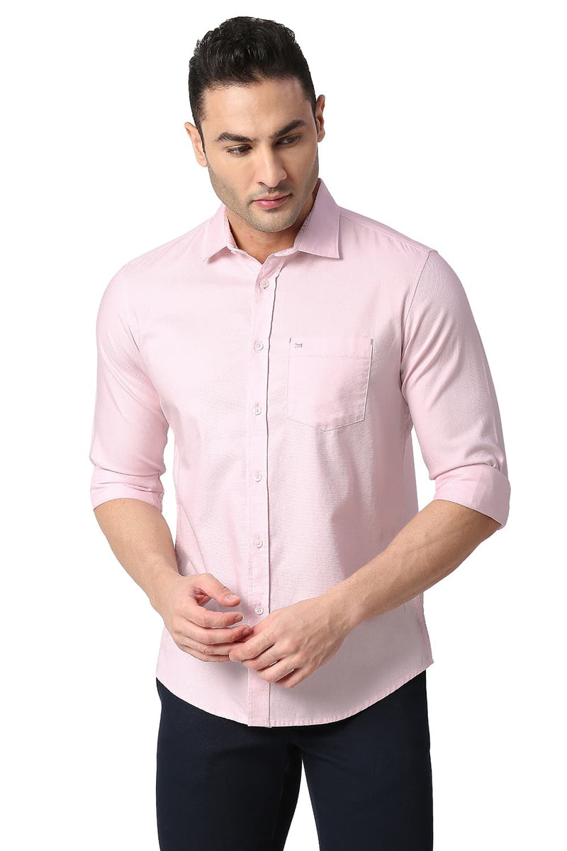 BASICS SLIM FIT COTTON DOBBY SHIRT