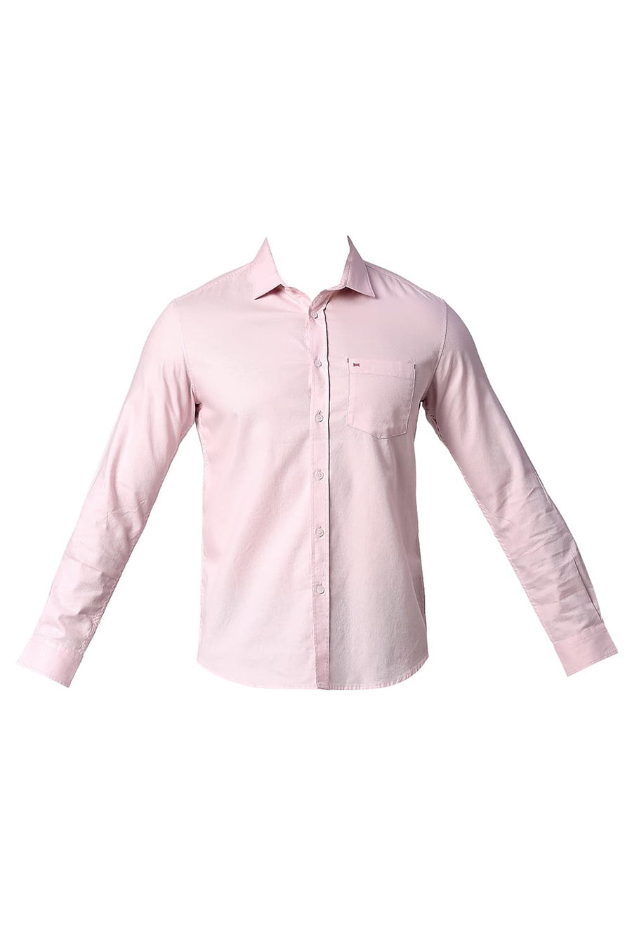 BASICS SLIM FIT BARELY PINK COTTON DOBBY SHIRT