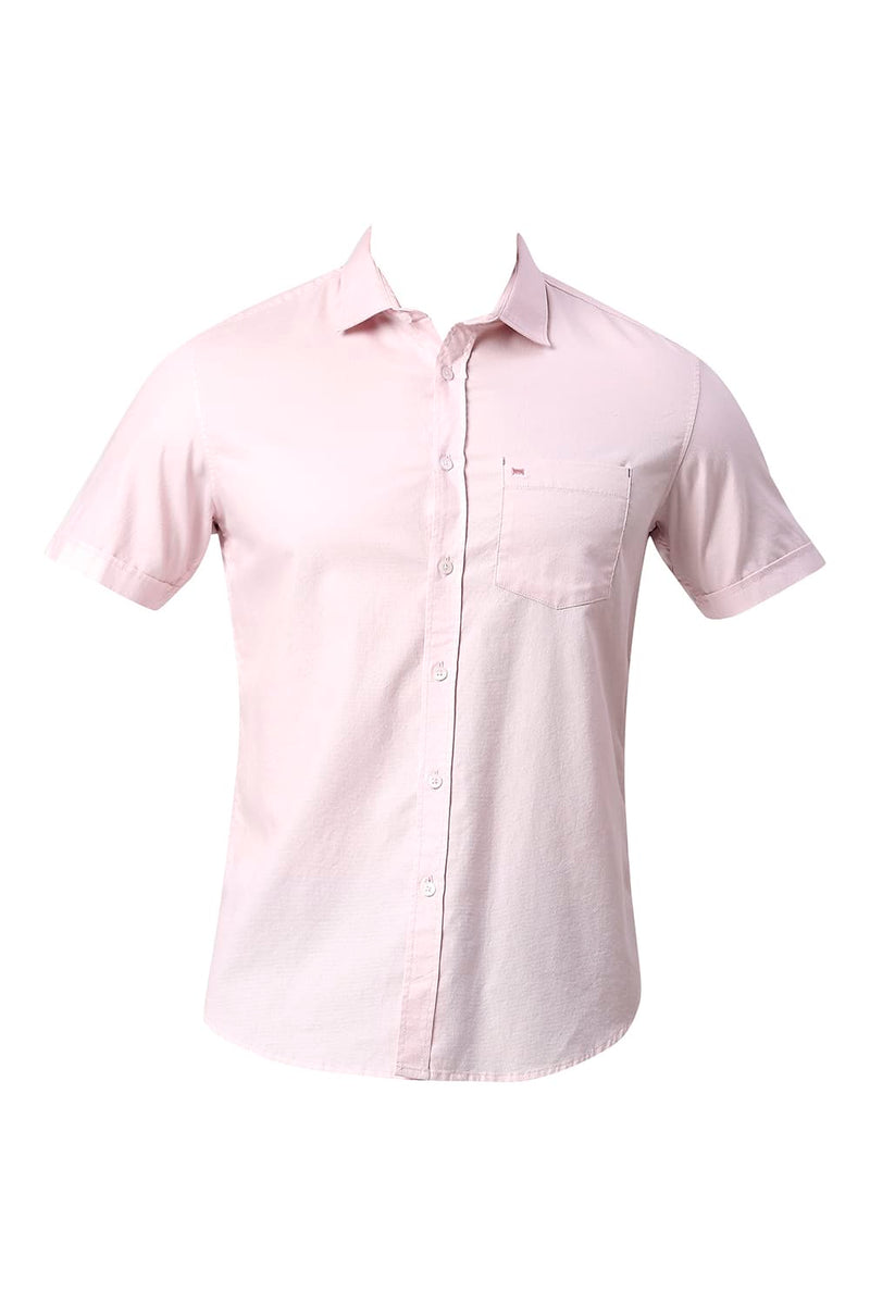 BASICS SLIM FIT COTTON DOBBY HALFSLEEVES SHIRT