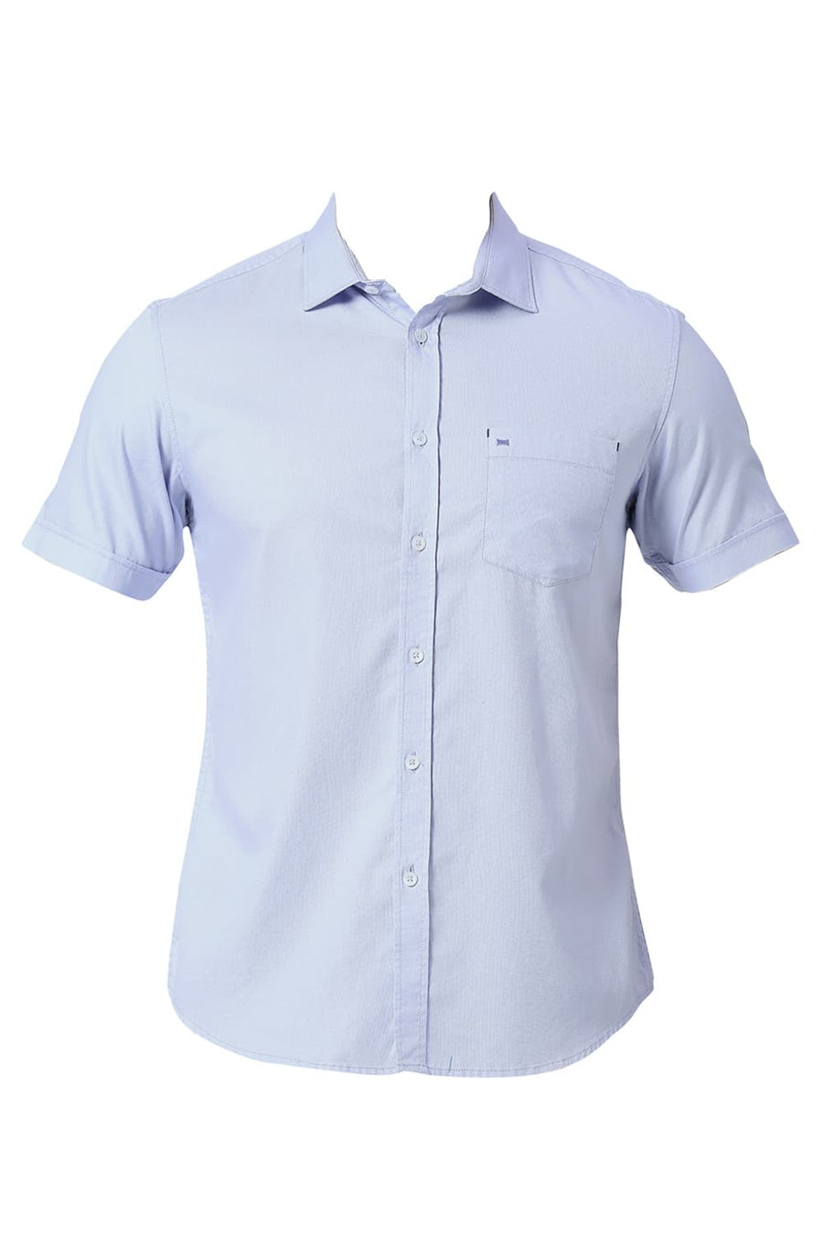 BASICS SLIM FIT BLUE FOG COTTON DOBBY SHIRT