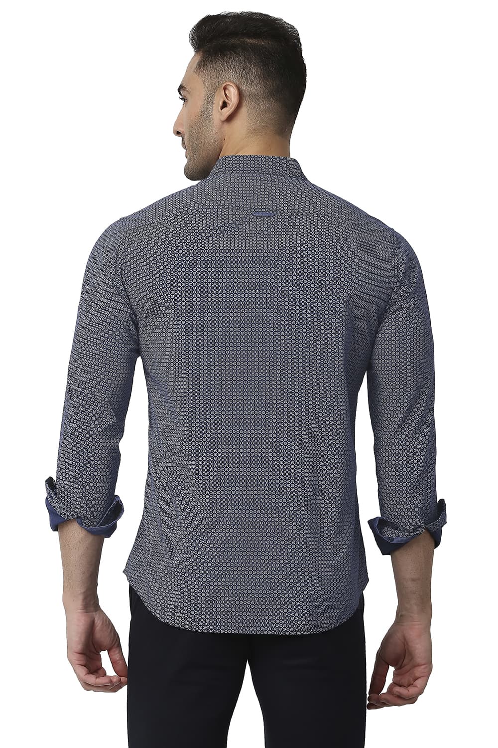 BASICS SLIM FIT COTTON VISCOSE PRINTED SHIRT