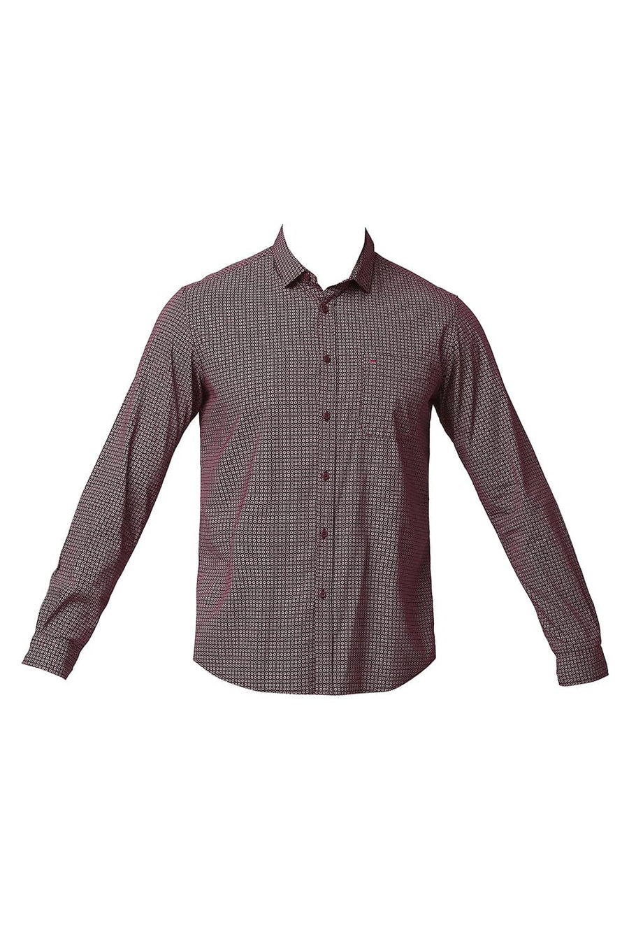 BASICS SLIM FIT PURPLE POTION COTTON VISCOSE PRINTED SHIRT