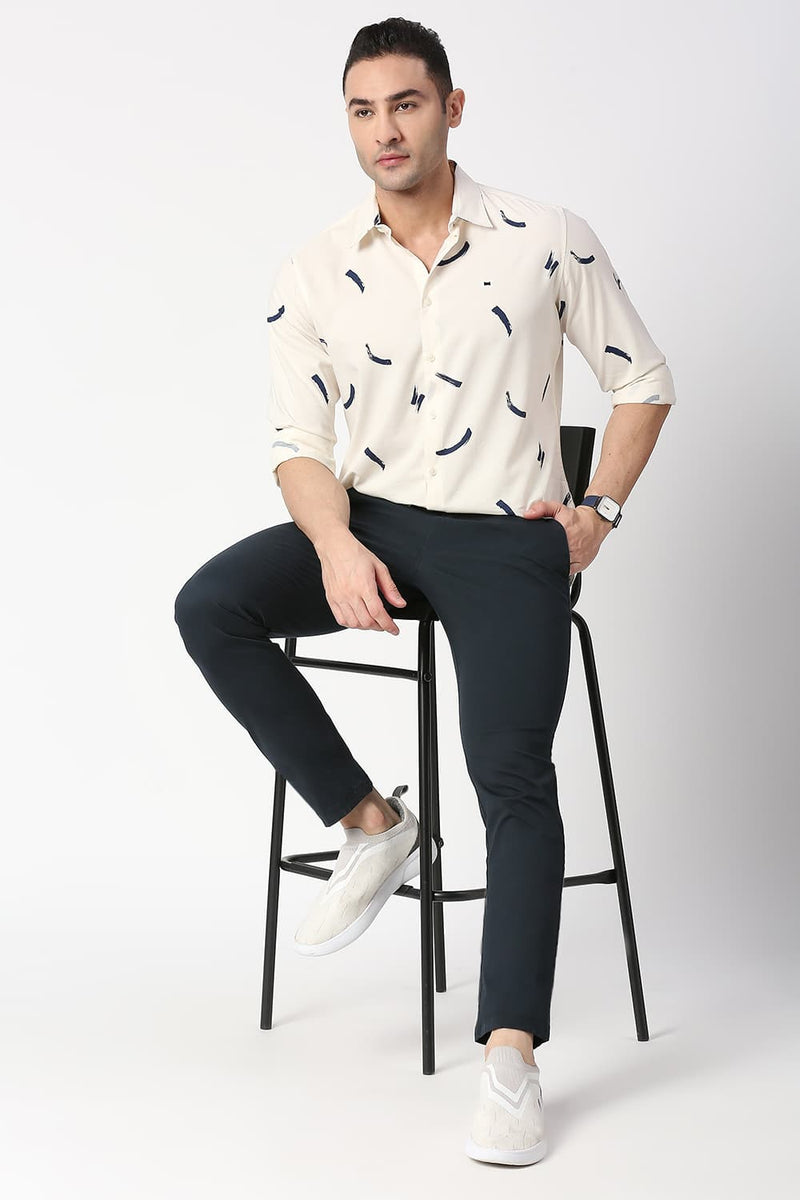 Slim Fit Cotton Viscose Printed Shirt