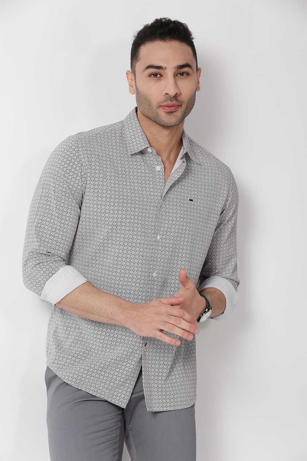 Slim Fit Cotton Viscose Printed Shirt